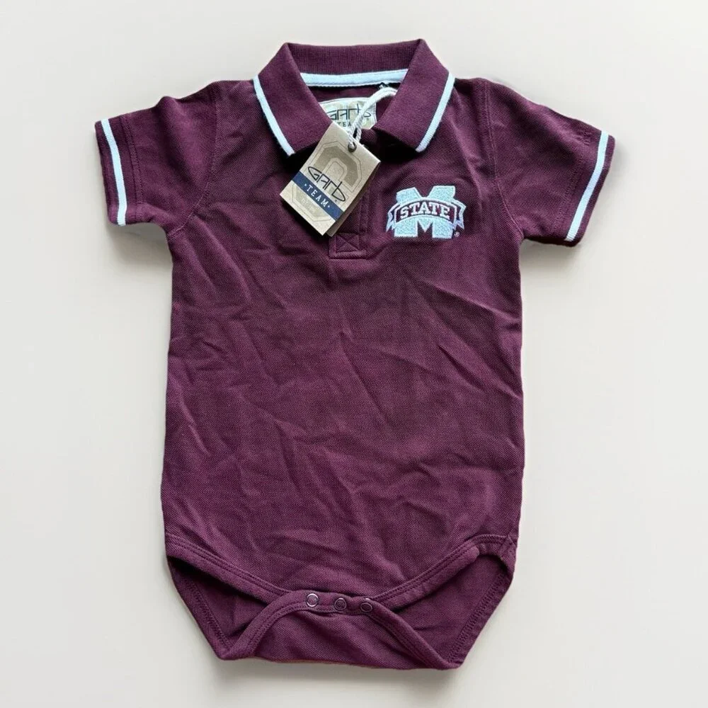 Mississippi State University MSU Football Polo Bodysuit Baby Size 18 Month NWT